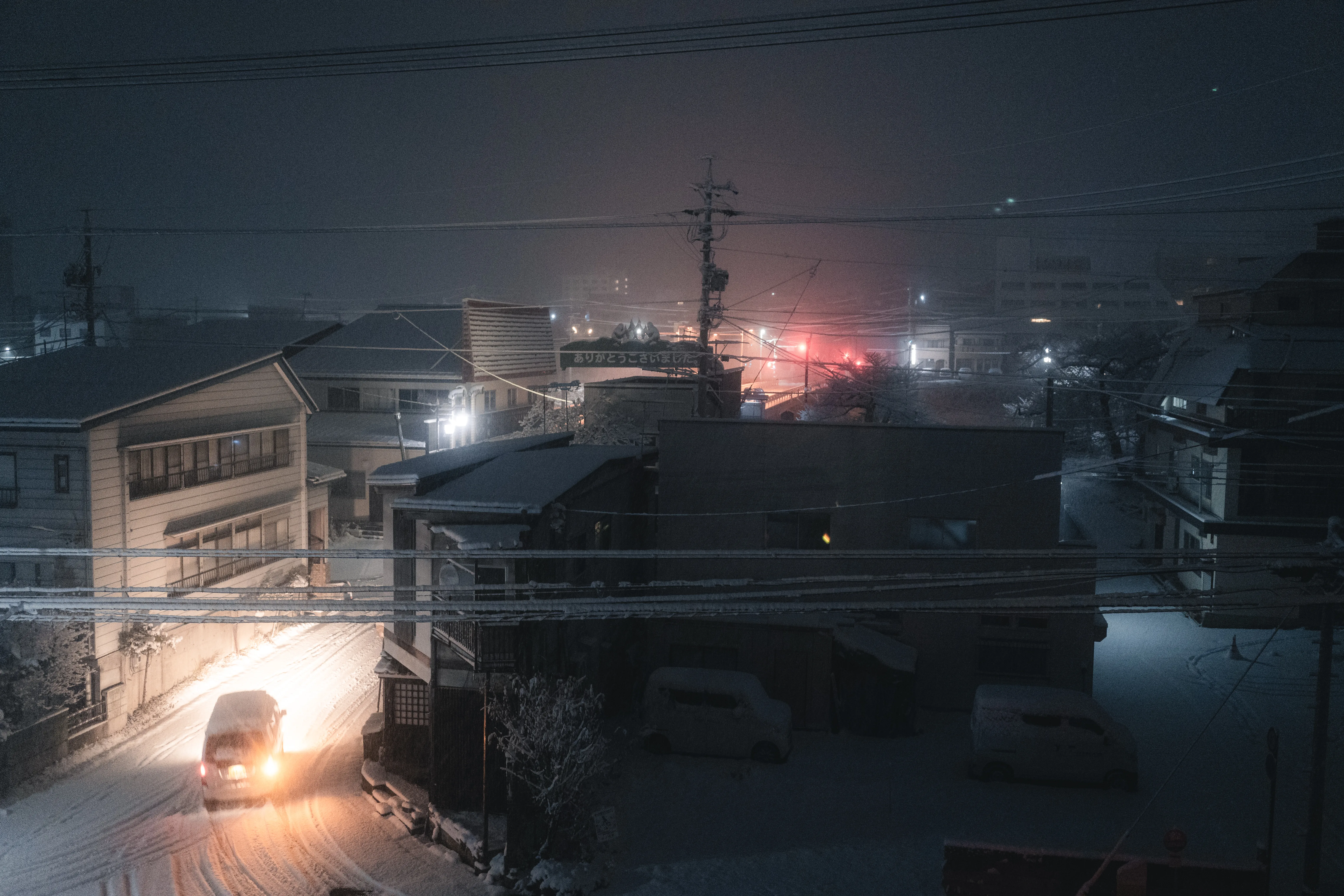 snow at night